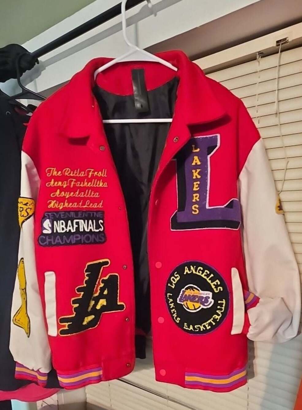 Los Angeles Lakers Varsity Jacket Red And White Color Block